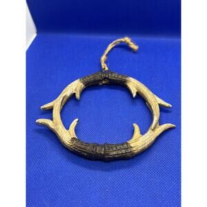 Antler Christmas Ornament Circular Woven Look, Hunters Cabin Lodge Decor